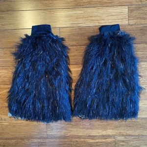 Furry Leg Warmers / Rave Fluffies / Sparkle Black